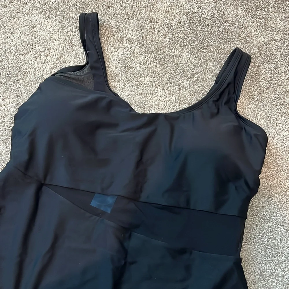 NWT Plus Size 2X black Cupshe Swimsuit mesh waistline adjustable straps‎ beach